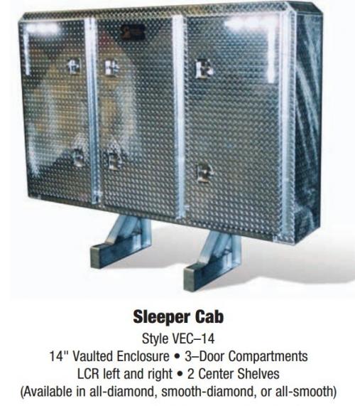 Sturdy Lite VED14D Headache Rack (Cab Rack): Enclosed Headache Rack,14" Deep Compartments,3doors,2 Center Shelves, Diamond Plate.  80" Wide  67" Tall