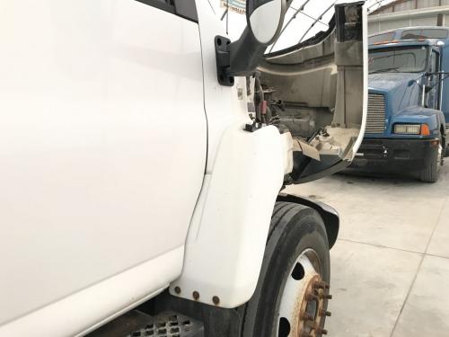 2004 Gmc C6500 Right White Extension Fiberglass Fender Extension (Hood): Does Not Include Bracket, Edge Wear Around Hood Latch, Small Chip Along Lower Outside Edge