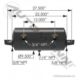 9.5(in) Diameter Air Tank - New | Length: 22.5(in) | P/N 1722001D