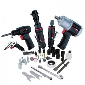 Milton Industries: Air Tool Kit, 5 tool, 50 Piece Composite, w/ Case, Metric