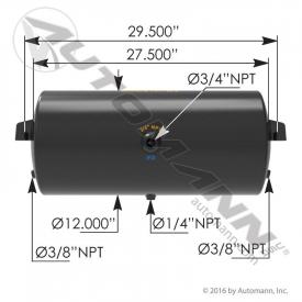 12(in) Diameter Air Tank - New | Length: 27.5(in) | P/N 1722002H