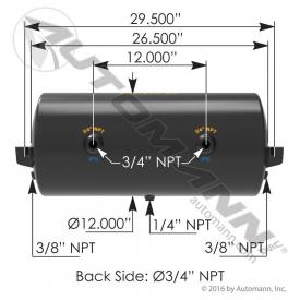 12(in) Diameter Air Tank - New | Length: 26.5(in) | P/N 1722007