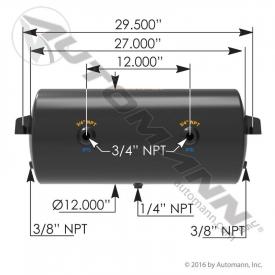 12(in) Diameter Air Tank - New | Length: 27(in) | P/N 1722007A