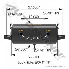 9.5(in) Diameter Air Tank - New | Length: 22.5(in) | P/N 1722017