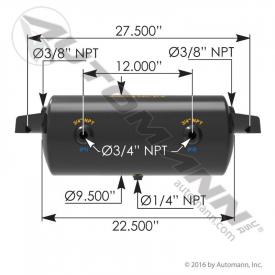 9.5(in) Diameter Air Tank - New | Length: 22.5(in) | P/N 1722018