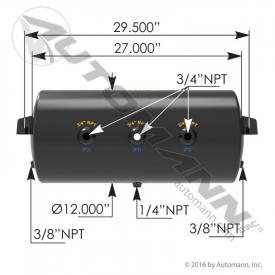 12(in) Diameter Air Tank - New | Length: 27(in) | P/N 1722026