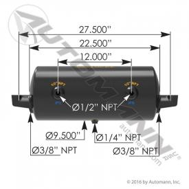 9.5(in) Diameter Air Tank - New | Length: 22.5(in) | P/N 1722029
