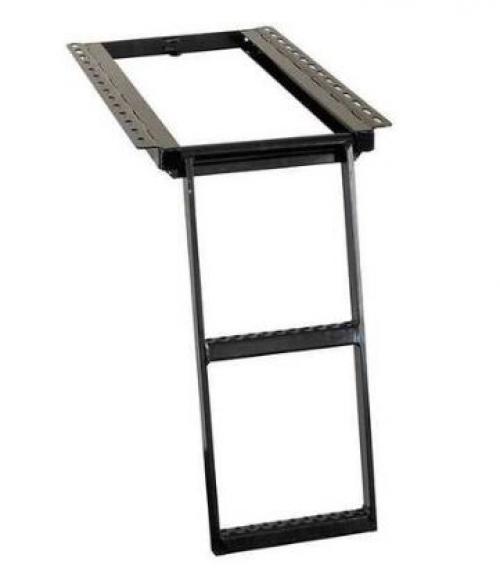 Ladder | Rungs: 2 | 2-Rung Black Black Powder-Coated Retractable Truck Step