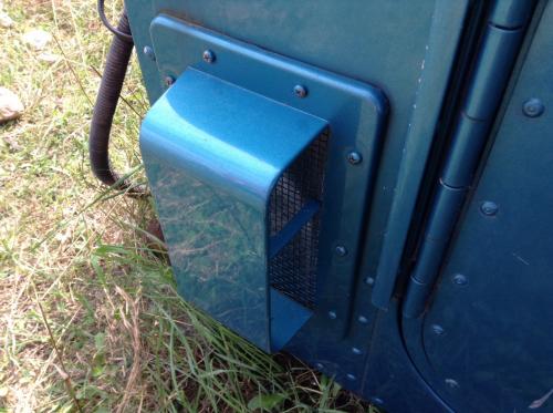 1996 International 9400 Blue Left Cab Cowl: Cowl Air Vent, Open Both Ends, Screws On