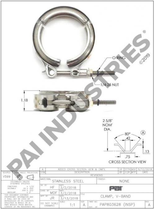 Pai Industries 803628 Exhaust Clamp