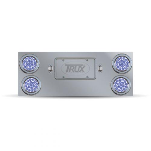 Trux Accessories TU-9017L3 Tail Panel: Rear Center Panel With 4 X 4" Dual Revolution (Red/Blue) & 2 License Light Leds