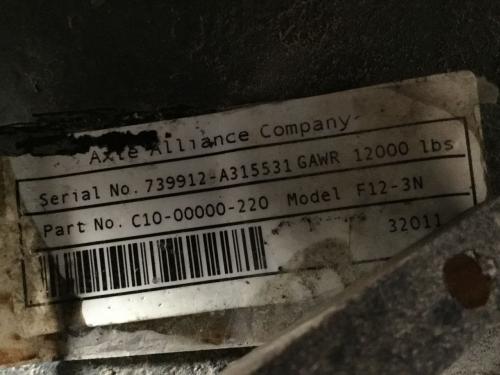 2012 Alliance Axle AF-12-3N Axle Assembly, Front