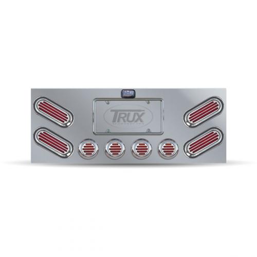 Trux Accessories TU-9008LF Tail Panel: Stainless Steel Rear Center Panel With 4 Oval & 4 X 2 1/2" Flatline Leds & Bezels