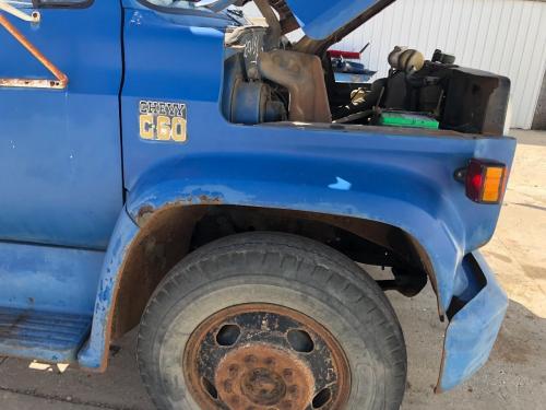 1973 Chevrolet C60 Right Blue Full Steel Fender Extension (Hood): Does Not Include Lower Fender Extension (Sold Separate), Does Not Include Bracket/Inner Fender,  Has Rust Through Along Wheel Opening