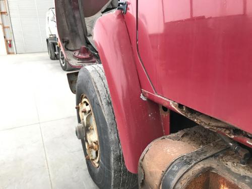 1989 International S1900 Left Red Extension Steel Fender Extension (Hood): Does Not Include Brackets, Slight Surface Rust Along Top Edge