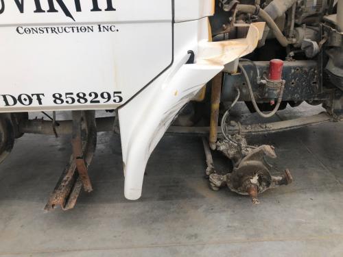 1999 Freightliner FL50 Right White Extension Poly Fender Extension (Hood): Does Not Include Bracket, Wheel Mark On Outer Edge, Small Hole Near Bottom Of Fender
