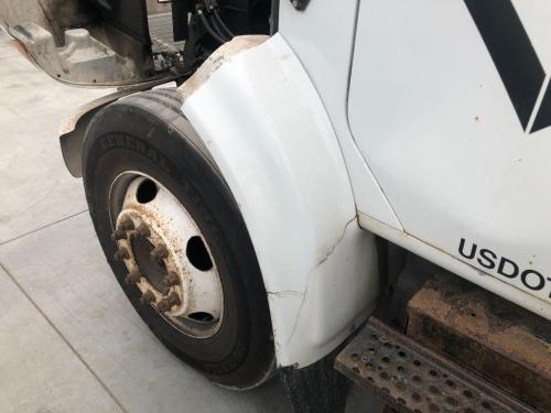 2001 International 4700 Left White Extension Fiberglass Fender Extension (Hood): Does Not Include Brackets, Cracked Along Bottom And Top