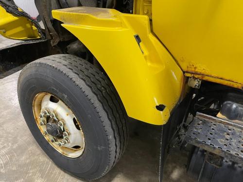2008 International WORKSTAR Left Yellow Extension Composite Fender Extension (Hood): Includes Mud Flap, Does Not Include Bracket, Hole Near Mud Flap