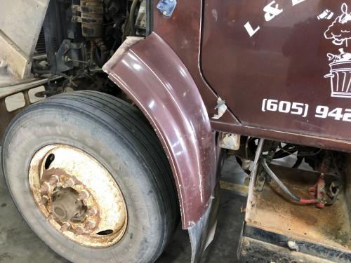 1999 International 4900 Left Brown Extension Fiberglass Fender Extension (Hood): Does Not Include Bracket, Scuffed/Chipped Along Top Edge, Cracked On Top Edge