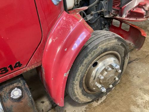1998 International 4700 Right Red Extension Fiberglass Fender Extension (Hood): Does Not Include Bracket, Crack Near Cab