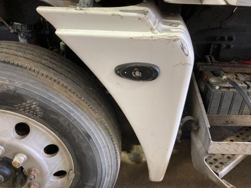 2006 Freightliner COLUMBIA 120 Left White Extension Fiberglass Fender Extension (Hood): Does Not Include Bracket; Scuffed Along Upper Edges, Marker Light Cap Broken (Shown In Pictures)
