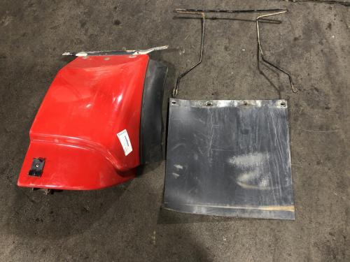 2010 Kenworth T470 Left Red Extension Fiberglass Fender Extension (Hood): W/Bracket & Mud Flap, Has Some Surface Scratches