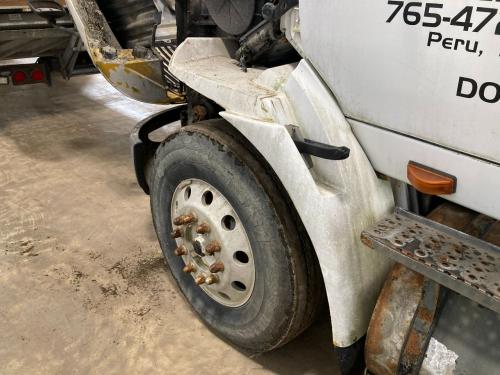 2005 International 8600 Left White Extension Composite Fender Extension (Hood): Does Not Include Bracket, Small Cracks Near Hood Latch
