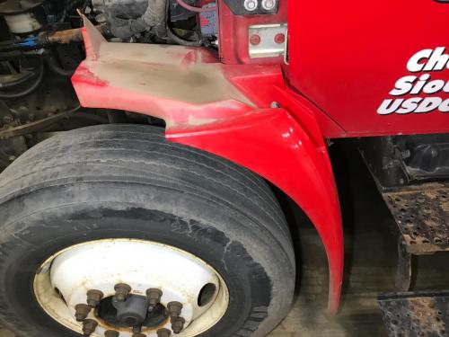 2008 International 4300 Left Red Extension Fiberglass Fender Extension (Hood): Does Not Include Bracket, Chipped Out On Bottom
