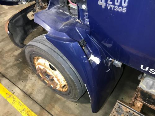 2005 International 4200 Left Blue Extension Fiberglass Fender Extension (Hood): Does Not Include Bracket, Areas Of Paint Chipping
