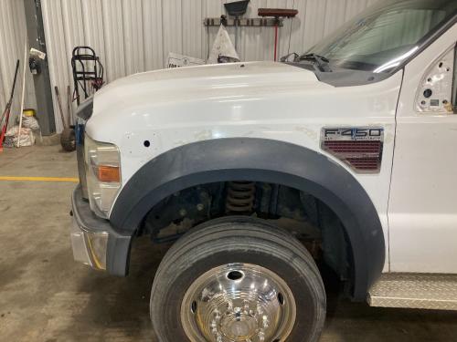2008 Ford F450 SUPER DUTY Left White Quarter Panel Fiberglass Fender Extension (Hood): W/Flare, Leftover Adhesive From Previous Detailing