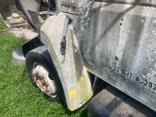 1994 Ford F700 Left Yellow Extension Fiberglass Fender Extension (Hood): Does Not Include Bracket, Paint Faded