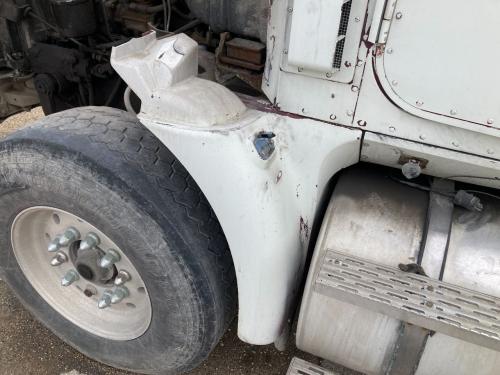 1999 International 9400 Left White Extension Fiberglass Fender Extension (Hood): Does Not Include Bracket, Top Portion Has 2 Areas Of Hood Rub W/ Rub Through Along High Edges