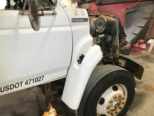1996 Ford F700 Right White Extension Fiberglass Fender Extension (Hood): Brackets Rusted Away