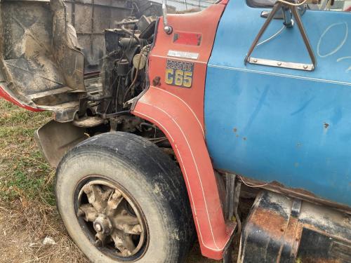 1985 Chevrolet C70 Left Red Extension Fiberglass Fender Extension (Hood): Does Not Include Bracket, Lower Portion Has Wear W/ Small Holes & Previous Repair