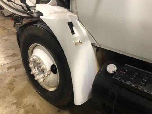 2007 International 4200 Left White Extension Composite Fender Extension (Hood): Paint Chips On Top Near Hood Latch
