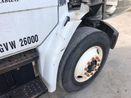 2004 Freightliner FL70 Right White Extension Fiberglass Fender Extension (Hood): Scratches Throughout, Chip In Edge Of Fender.