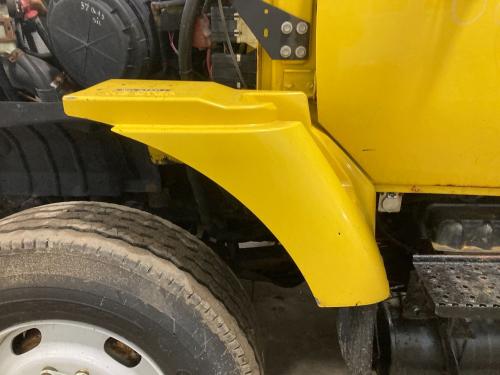 2008 International WORKSTAR Left Yellow Extension Composite Fender Extension (Hood): Does Not Include Bracket, Cracked On Lower Edge