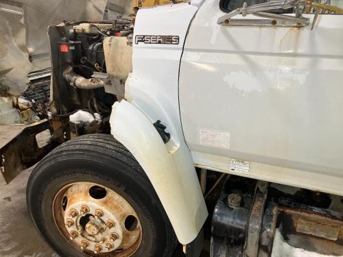 1999 Ford F800 Left White Extension Fiberglass Fender Extension (Hood): Does Not Include Brackets, Some Wear From Hood