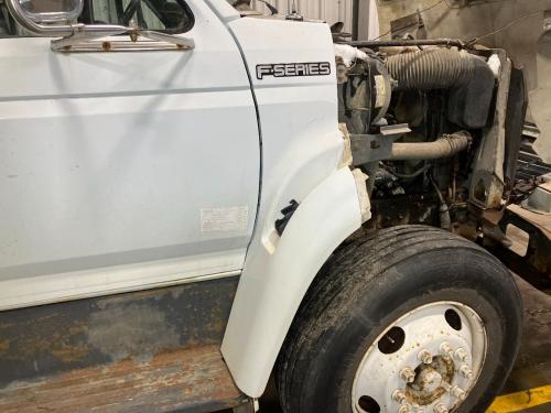 1999 Ford F800 Right White Extension Fiberglass Fender Extension (Hood): Does Not Include Bracket, Some Wear From Hood