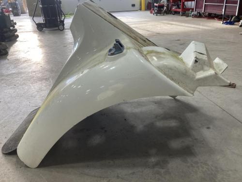 1998 International 9200 Right White Full Fiberglass Fender Extension (Hood): W/O Bracket, Cracking And Chipping In Places (Pictured)