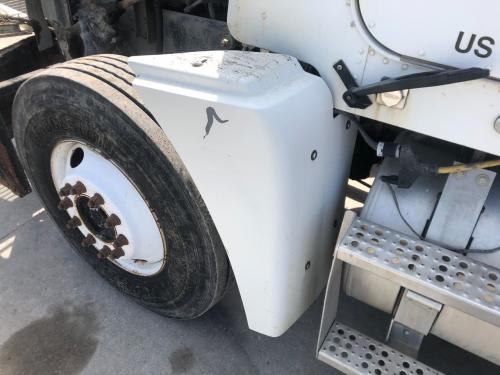 2000 Freightliner FLD120 Left White Extension Fiberglass Fender Extension (Hood): Does Not Include Brackets. Paint Chips On Side, Cracked On Bottom Of Fender.  Crack Near One Mounting Bolt. Damage Shown In Photos.
