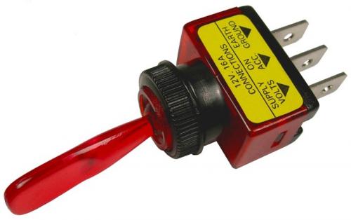 Peterson Manufacturing Company PMV5536PT Switch | Illuminated Red Toggle Switch Spst 16a/12v .50 Mount